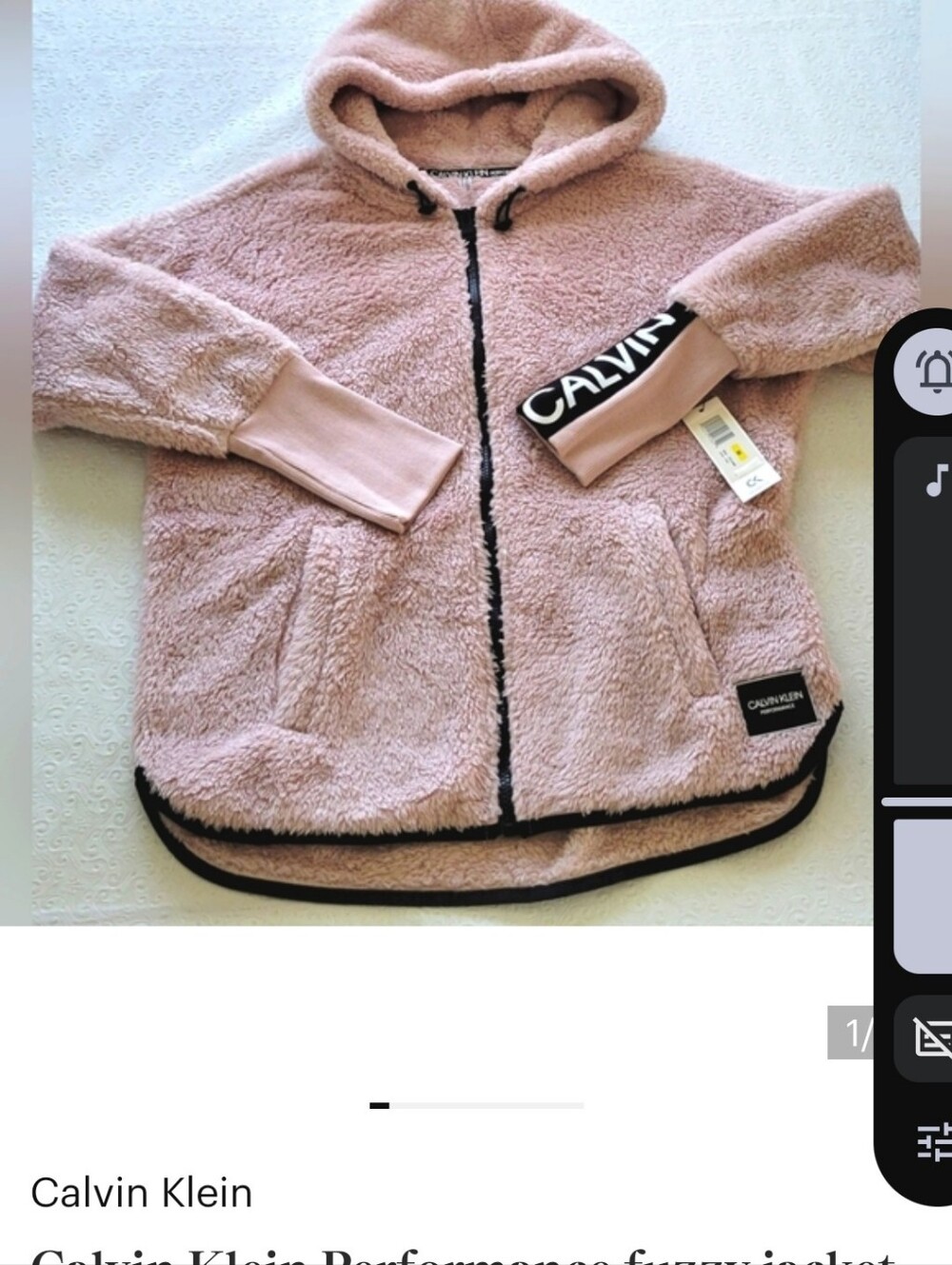 Calvin Klein Women's Fleece Hooded Puffer Jacket in Blush Pink